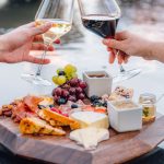 charcuterie board with wine